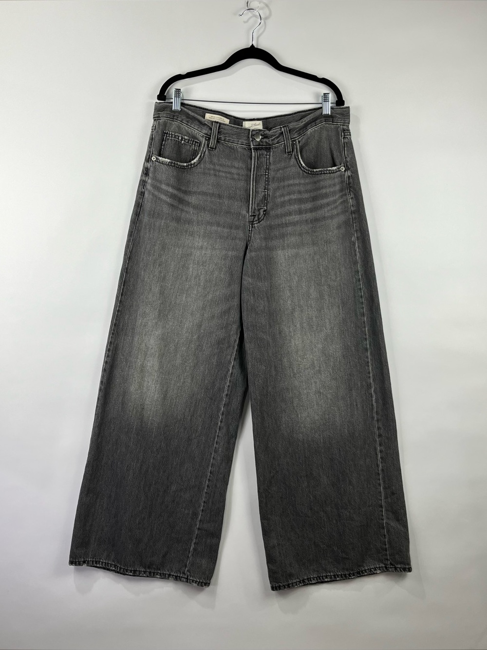 Universal Thread 100% Cotton Super Wide Leg Jeans Distressed Mid Rise 14R